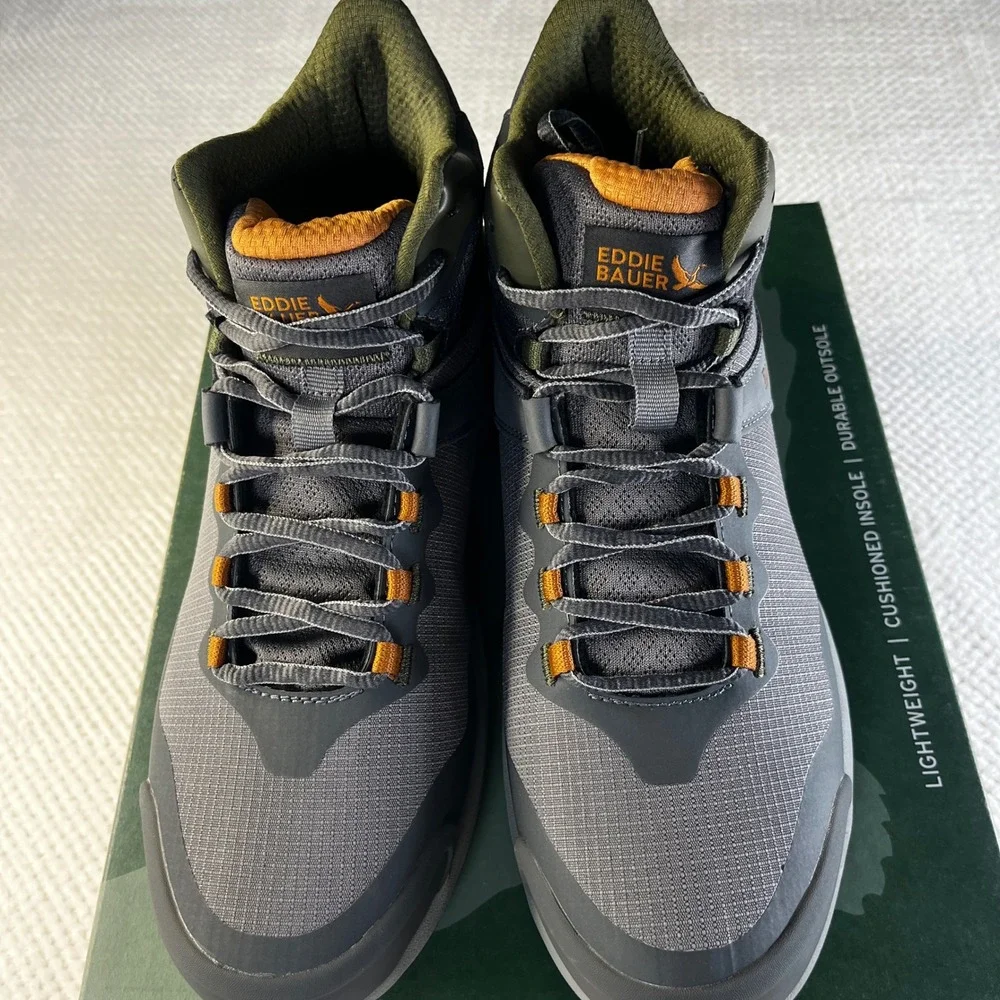 Eddie Bauer Rapoza Mens‎ Outdoor Hiking Boots Grey Orange 10.5 196084522081
